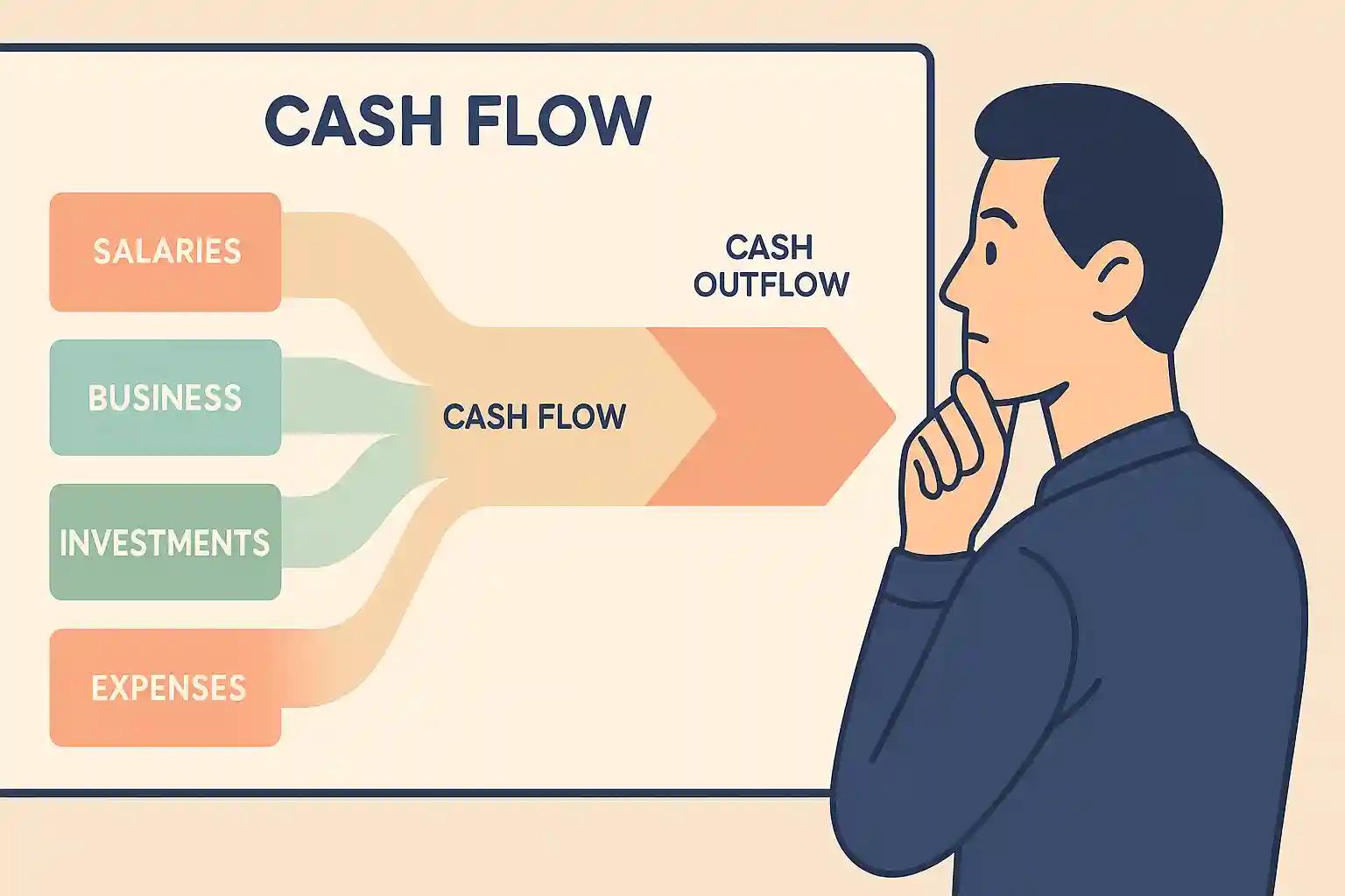 Cash flow visualization showing business money movement